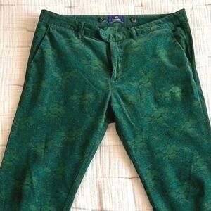 Scotch Soda Mens Green Micro Cord Unique Pattern Straight Leg Pants W33 L34